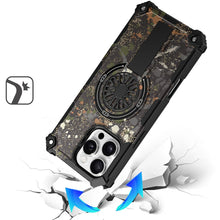 For iPhone 16 PRO MAX Case Textured Design Magnetic Circle Stand +Tempered Glass