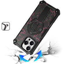 For iPhone 16 PRO MAX Case Textured Design Magnetic Circle Stand +Tempered Glass