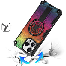 For iPhone 16 PRO MAX Case Textured Design Magnetic Circle Stand +Tempered Glass