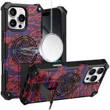 For iPhone 16 PRO MAX Case Textured Design Magnetic Circle Stand +Tempered Glass