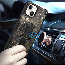 For iPhone 15 Case Design Shockproof Magnetic Circle W/ Stand + 2 Tempered Glass