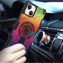 For iPhone 15 Case Design Shockproof Magnetic Circle W/ Stand + 2 Tempered Glass