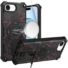 For iPhone 16e Case Design Shockproof Magnetic Circle W/ Stand + Tempered Glass