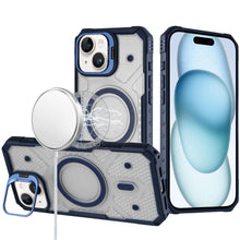 For iPhone 15 Case Rugged Cover Camera Stand Magnetic Circle + 2 Tempered Glass