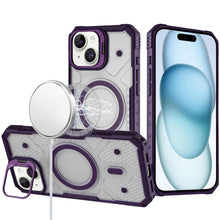 For iPhone 15 Case Rugged Cover Camera Stand Magnetic Circle + 2 Tempered Glass