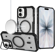 For iPhone 17 Case Rugged Camera Stand with Magnetic Circle + Tempered Glass