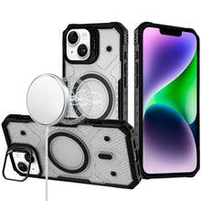 For iPhone 13/14 Case Rugged Camera Stand Magnetic Circle Cover + Tempered Glass
