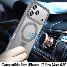 For iPhone 17 Pro Max Case Magnetic Circle Stand Matte Cover + Tempered Glass