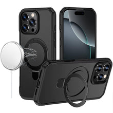 For iPhone 16 PRO MAX Case Shockproof Magnetic Circle Stand + Tempered Glass