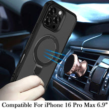 For iPhone 16 PRO MAX Case Shockproof Magnetic Circle Stand + Tempered Glass