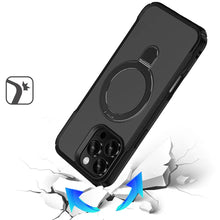 For iPhone 16 PRO MAX Case Shockproof Magnetic Circle Stand + Tempered Glass