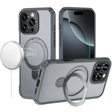 For iPhone 16 PRO MAX Case Shockproof Magnetic Circle Stand + Tempered Glass