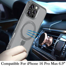 For iPhone 16 PRO MAX Case Shockproof Magnetic Circle Stand + Tempered Glass