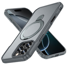 For iPhone 16 PRO MAX Case Shockproof Magnetic Circle Stand + Tempered Glass