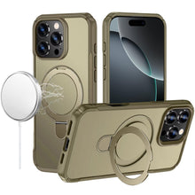 For iPhone 16 PRO MAX Case Shockproof Magnetic Circle Stand + Tempered Glass