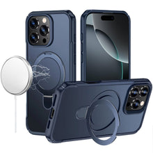 For iPhone 16 PRO MAX Case Shockproof Magnetic Circle Stand + Tempered Glass