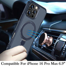 For iPhone 16 PRO MAX Case Shockproof Magnetic Circle Stand + Tempered Glass