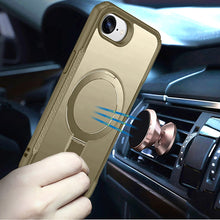 For iPhone 16e Case Shockproof Magnetic Circle w/ Stand Matte + Tempered Glass