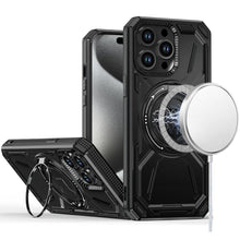 For iPhone 15 Pro Max Case Magnetic Circle Stand Shockproof + 2 Tempered Glass