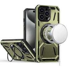 For iPhone 15 Pro Max Case Magnetic Circle Stand Shockproof + 2 Tempered Glass