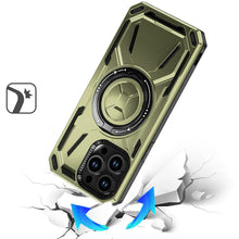 For iPhone 15 Pro Max Case Magnetic Circle Stand Shockproof + 2 Tempered Glass