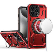 For iPhone 15 Pro Max Case Magnetic Circle Stand Shockproof + 2 Tempered Glass