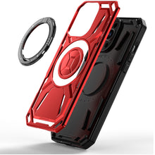 For iPhone 15 Pro Max Case Magnetic Circle Stand Shockproof + 2 Tempered Glass