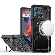 For Moto G 2025 Case Magnetic Circle Metal Stand Shockproof + Tempered Glass