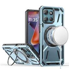 For Moto G 2025 Case Magnetic Circle Metal Stand Shockproof + Tempered Glass