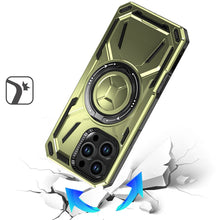 For iPhone 16 PRO MAX Case Magnet Circle Metal Stand Shockproof + Tempered Glass