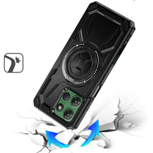 For Moto G Power 2025 Case Magnetic Circle Rotating Metal Stand + Tempered Glass