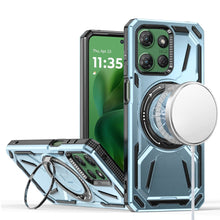 For Moto G Power 2025 Case Magnetic Circle Rotating Metal Stand + Tempered Glass