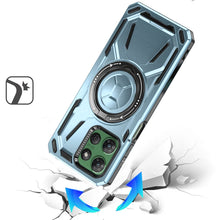 For Moto G Power 2025 Case Magnetic Circle Rotating Metal Stand + Tempered Glass