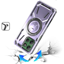 For Moto G Power 2025 Case Magnetic Circle Rotating Metal Stand + Tempered Glass