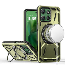 For Moto G Power 2025 Case Magnetic Circle Rotating Metal Stand + Tempered Glass