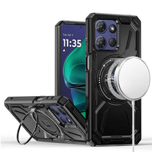 For Moto G Stylus 2025 Case Magnetic Circle Stand Shockproof + Tempered Glass