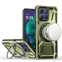 For Moto G Stylus 2025 Case Magnetic Circle Stand Shockproof + Tempered Glass