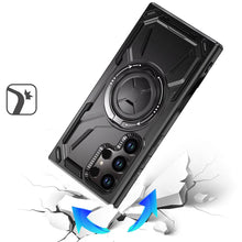 For Samsung S25 Ultra Case Magnetic Circle Rotating Metal Stand +Tempered Glass