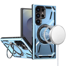 For Samsung S25 Ultra Case Magnetic Circle Rotating Metal Stand +Tempered Glass