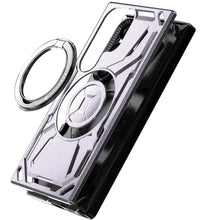 For Samsung S25 Ultra Case Magnetic Circle Rotating Metal Stand +Tempered Glass