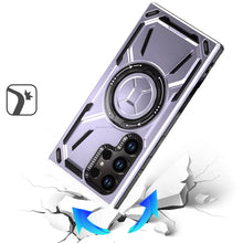 For Samsung S25 Ultra Case Magnetic Circle Rotating Metal Stand +Tempered Glass