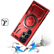 For Samsung S25 Ultra Case Magnetic Circle Rotating Metal Stand +Tempered Glass