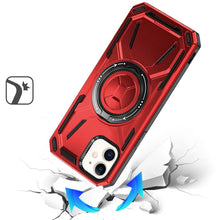 For iPhone 11 6.1 in. Case Magnetic Circle Metal Rotating Stand + Tempered Glass