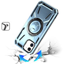For iPhone 12/12 Pro Case Magnetic Circle Metal Stand Shockproof +Tempered Glass