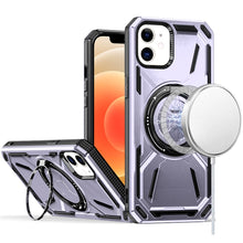 For iPhone 12/12 Pro Case Magnetic Circle Metal Stand Shockproof +Tempered Glass