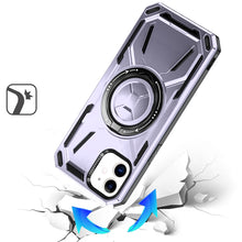 For iPhone 12/12 Pro Case Magnetic Circle Metal Stand Shockproof +Tempered Glass