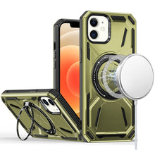 For iPhone 12/12 Pro Case Magnetic Circle Metal Stand Shockproof +Tempered Glass