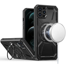 For iPhone 12 Pro Max Case Magnet Circle Metal Stand Shockproof +Tempered Glass