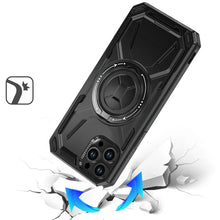 For iPhone 12 Pro Max Case Magnet Circle Metal Stand Shockproof +Tempered Glass