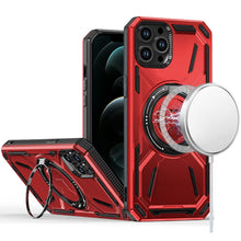 For iPhone 12 Pro Max Case Magnet Circle Metal Stand Shockproof +Tempered Glass